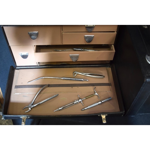 3238 - Two leather cases of vintage Dentistry equipment