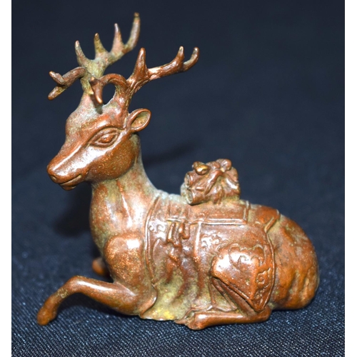 3264 - A Small bronze Japanese  deer 13 cm