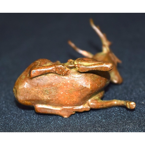 3264 - A Small bronze Japanese  deer 13 cm