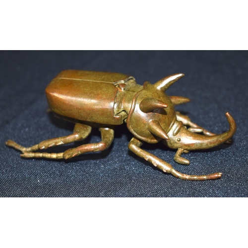 3265 - A small bronze Japanese  stag beetle 11 cm