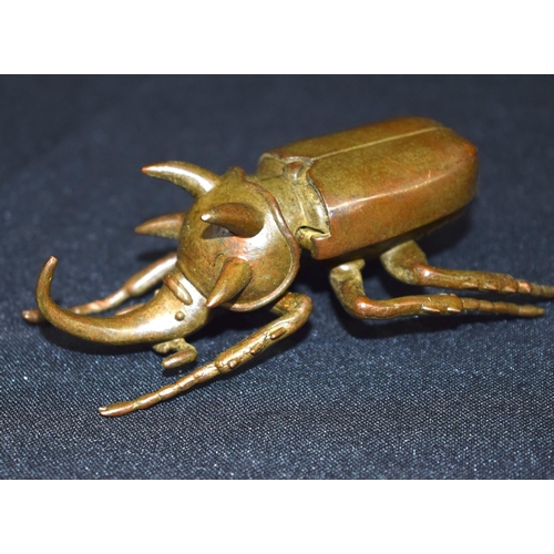 3265 - A small bronze Japanese  stag beetle 11 cm