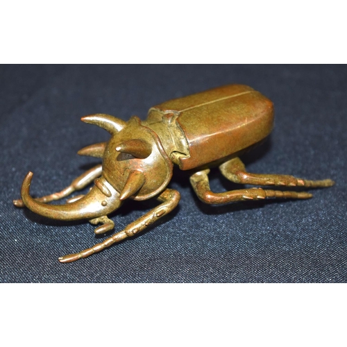 3265 - A small bronze Japanese  stag beetle 11 cm