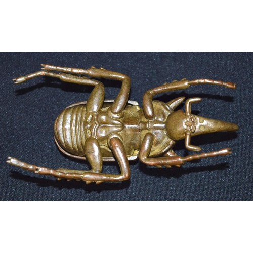 3265 - A small bronze Japanese  stag beetle 11 cm