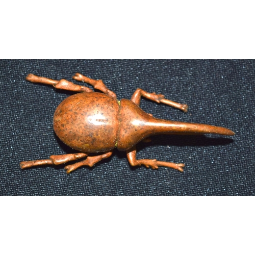 3271 - A small bronze Japanese  stag beetle 14cm