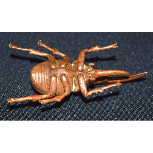 3271 - A small bronze Japanese  stag beetle 14cm