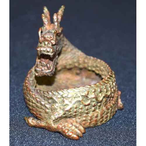 3272 - A small bronze Japanese  dragon pot 6 cm