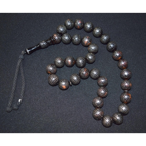 3303 - Silver ands lead Islamic Prayer beads  80 cm total