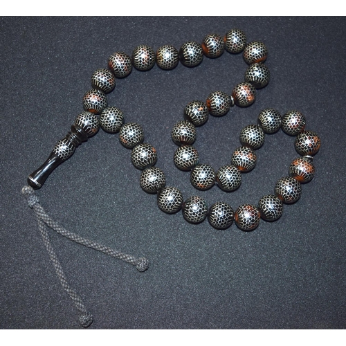 3303 - Silver ands lead Islamic Prayer beads  80 cm total