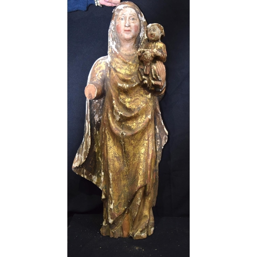 3305 - A large 17th/18th century European wooden statue 80 x 33cm