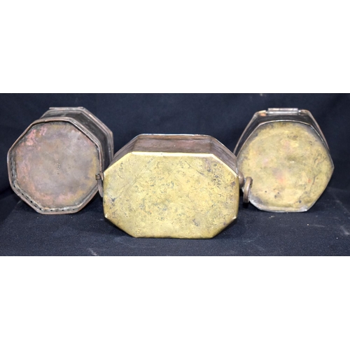 3308 - Three Antique lead Tobacco boxes with lids largest 18 x 17 cm