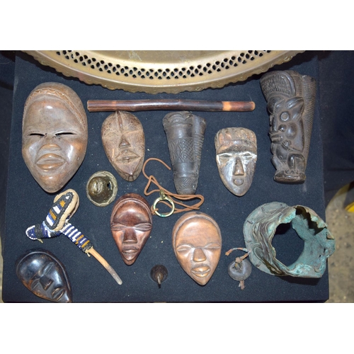 3311 - Collection of African masks ,tray fabrics etc. (qty)