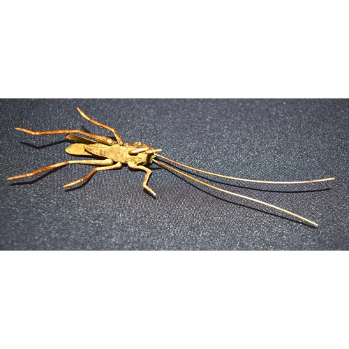 3312 - A small bronze Japanese  Grass hopper 15 cm