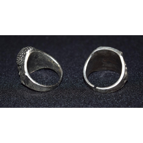 3329 - Two Chinese White metal rings