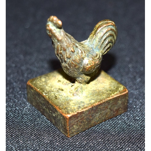 3359 - A small Chinese  bronze chicken  seal  2 x 3cm