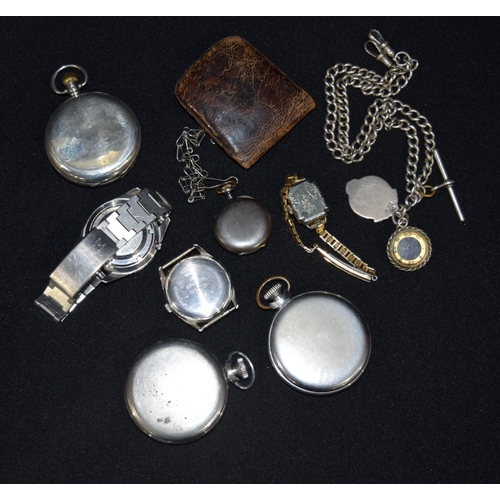 3366 - A collection of pocket watches , watches and a silver watch chain