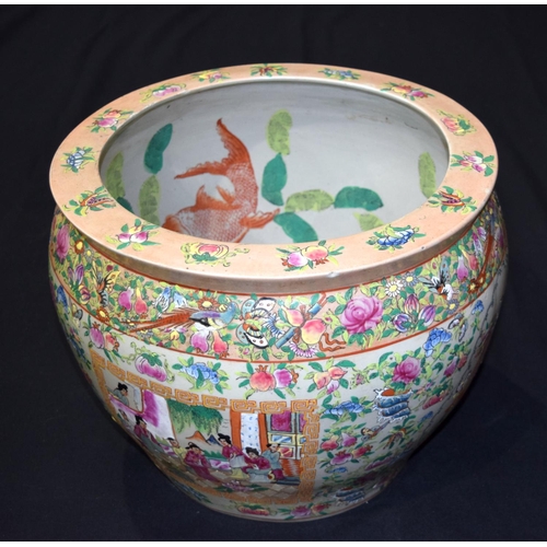 3371 - A large Chinese famille rose fishbowl 30 x 37cm