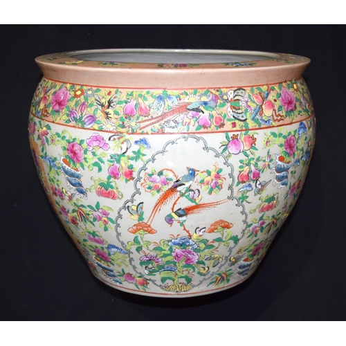 3371 - A large Chinese famille rose fishbowl 30 x 37cm