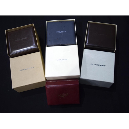 3403 - Four watch boxes two Longines, two Burberry