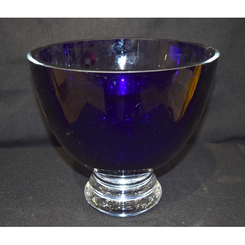 3410 - Heavy Dartington Cobalt blue glass centrepiece bowl 21.5 x 23