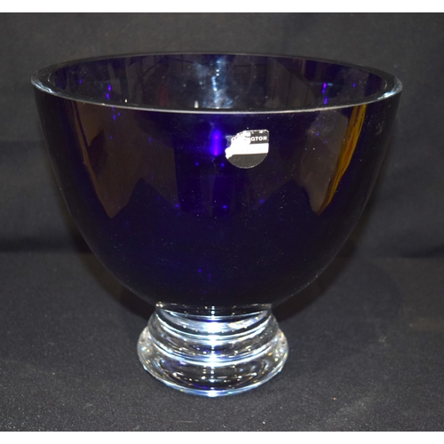 3410 - Heavy Dartington Cobalt blue glass centrepiece bowl 21.5 x 23