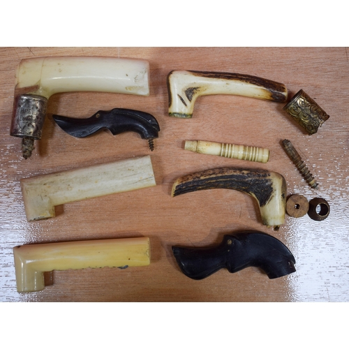 3413 - small collection of walking cane handles Ivory,bone and wood