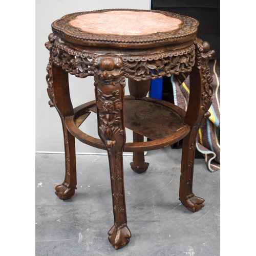 1573 - A LARGE 19TH CENTURY CHINESE MARBLE INSET HARDWOOD TABLE Qing. 80 cm x 46 cm.