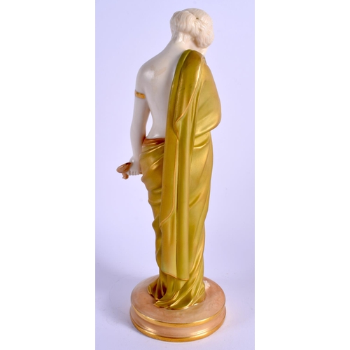 120 - A ROYAL WORCESTER SHOT GOLD FIGURE OF SORROW, green mark date code for 1912. 25cm high.