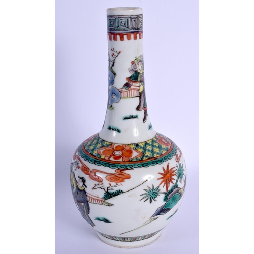 1500 - A 19TH CENTURY CHINESE FAMILLE VERTE PORCELAIN BULBOUS VASE Kangxi style, painted with figures withi... 