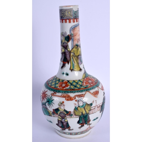 1500 - A 19TH CENTURY CHINESE FAMILLE VERTE PORCELAIN BULBOUS VASE Kangxi style, painted with figures withi... 