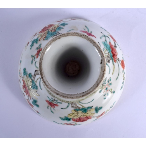 1501 - A 19TH CENTURY CHINESE FAMILLE ROSE PORCELAIN TAZZA Guangxu, painted with flowers. 10 cm x 13 cm.