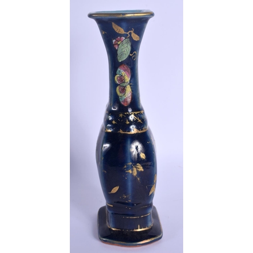 1510 - AN 18TH/19TH CENTURY CHINESE POWDER BLUE PORCELAIN VASE Qianlong/Jiaqing, enamelled with butterflies... 