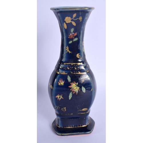 1510 - AN 18TH/19TH CENTURY CHINESE POWDER BLUE PORCELAIN VASE Qianlong/Jiaqing, enamelled with butterflies... 