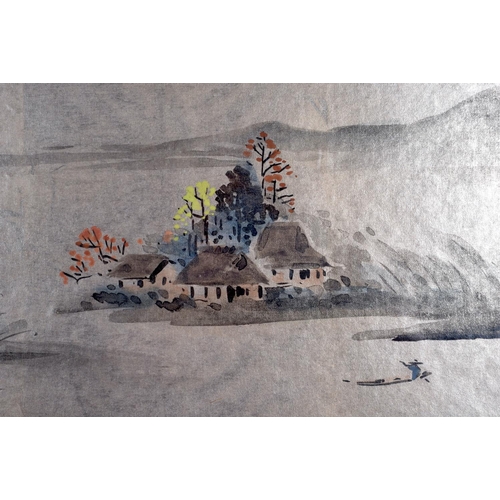 1522 - A PAIR OF EARLY 20TH CENTURY CHINESE INK WORK WATERCOLOUR LANDSCAPE by Yen Hui, depicting landscapes... 