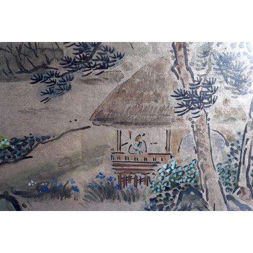 1522 - A PAIR OF EARLY 20TH CENTURY CHINESE INK WORK WATERCOLOUR LANDSCAPE by Yen Hui, depicting landscapes... 