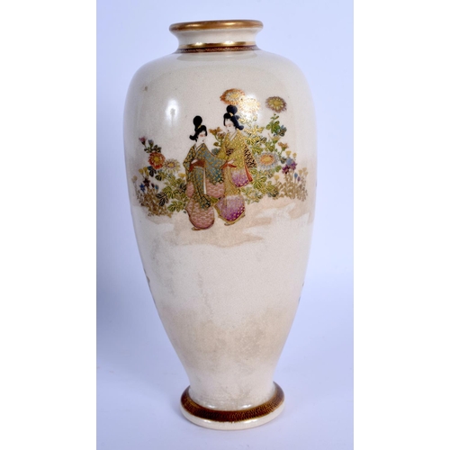 1526 - A LATE 19TH CENTURY JAPANESE MEIJI PERIOD SATSUMA VASE painted with geisha within landscape. 16 cm h... 