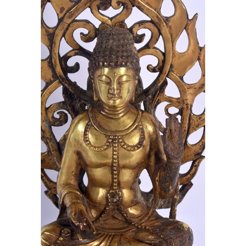 1546 - A RARE CHINESE QING DYNASTY GILT BRONZE FIGURE OF A BUDDHA bearing earlier Tang Inscription, Made in... 