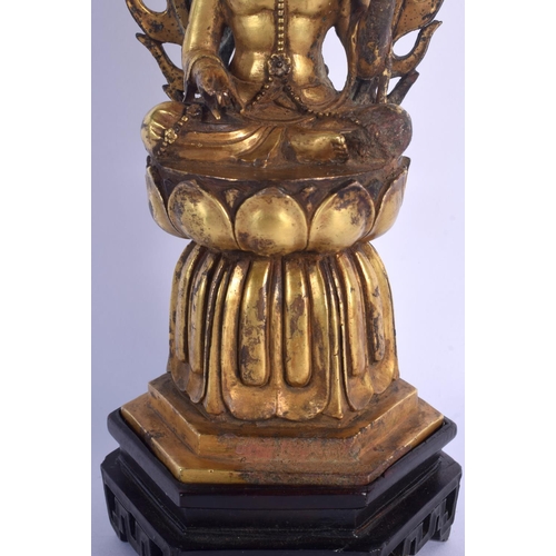 1546 - A RARE CHINESE QING DYNASTY GILT BRONZE FIGURE OF A BUDDHA bearing earlier Tang Inscription, Made in... 