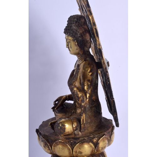 1546 - A RARE CHINESE QING DYNASTY GILT BRONZE FIGURE OF A BUDDHA bearing earlier Tang Inscription, Made in... 