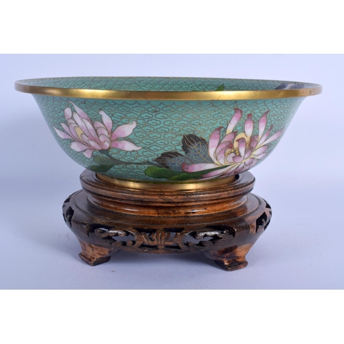 1553 - A CHINESE REPUBLICAN PERIOD CLOISONNE ENAMEL BOWL decorated with birds in flight. Bowl 19 cm wide.