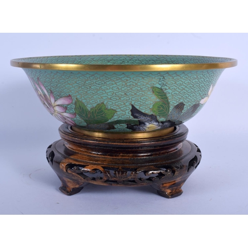 1553 - A CHINESE REPUBLICAN PERIOD CLOISONNE ENAMEL BOWL decorated with birds in flight. Bowl 19 cm wide.