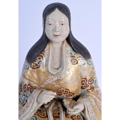 1577 - A LARGE 19TH CENTURY JAPANESE MEIJI PERIOD SATSUMA FIGURE OF A FEMALE modelled upon a naturalistic o... 