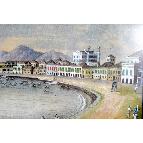 1587 - Chinese School (19th Century) Pith paper, View of Macao. Image 18 cm x 28 cm.