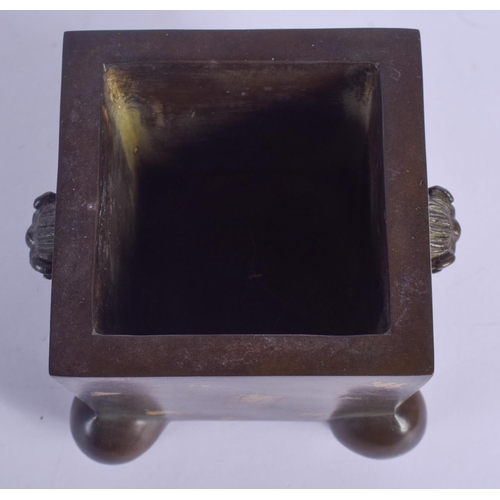 1610 - A CHINESE GOLD SPLASH BRONZE CENSER 20th Century. 8 cm square.