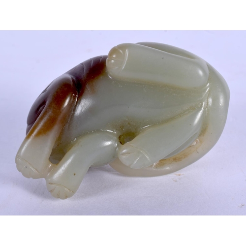 1631 - AN EARLY 20TH CENTURY CHINESE CARVED GREEN JADE FIGURE OF A CAT Late Qing. 5 cm x 2.5 cm.