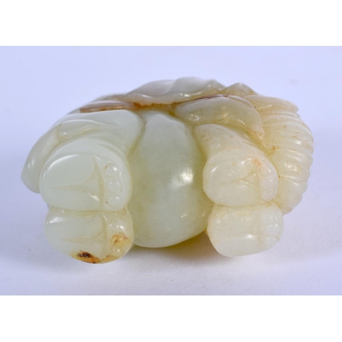 1634 - AN EARLY 20TH CENTURY CHINESE CARVED GREEN JADE ELEPHANT Late Qing. 5 cm x 5.5 cm.