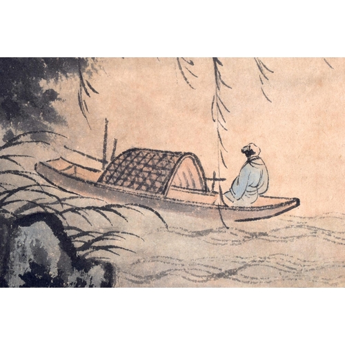 1661 - A 19TH CENTURY CHINESE INK WORK WATERCOLOUR LANDSCAPE by Ding Shenyan, Year of Wu Shen C1848. Image ... 