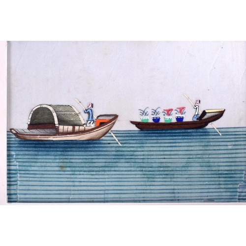 1663 - Chinese School (19th Century) Pith paper, boats. Image 16 cm x 12 cm. (8)