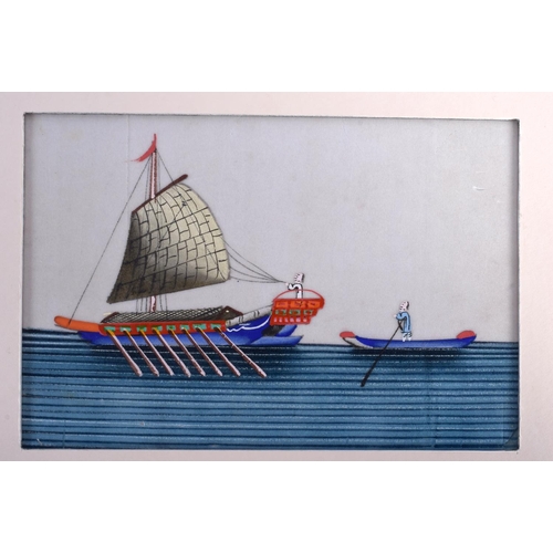 1663 - Chinese School (19th Century) Pith paper, boats. Image 16 cm x 12 cm. (8)