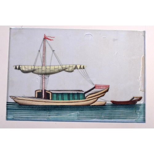 1663 - Chinese School (19th Century) Pith paper, boats. Image 16 cm x 12 cm. (8)