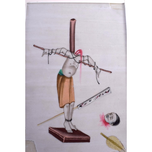 1664 - Chinese School (19th Century) Pith paper, Torture. Image 16 cm x 12 cm. (10)